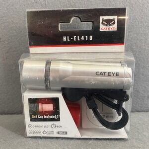 CatEye HL-EL410 Silver LED Bike Headlight Waterproof 50m New In Box